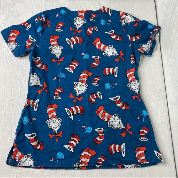 Dr. Seuss CAT IN THE HAT medical cotton scrub top size XS - Picture 3 of 15